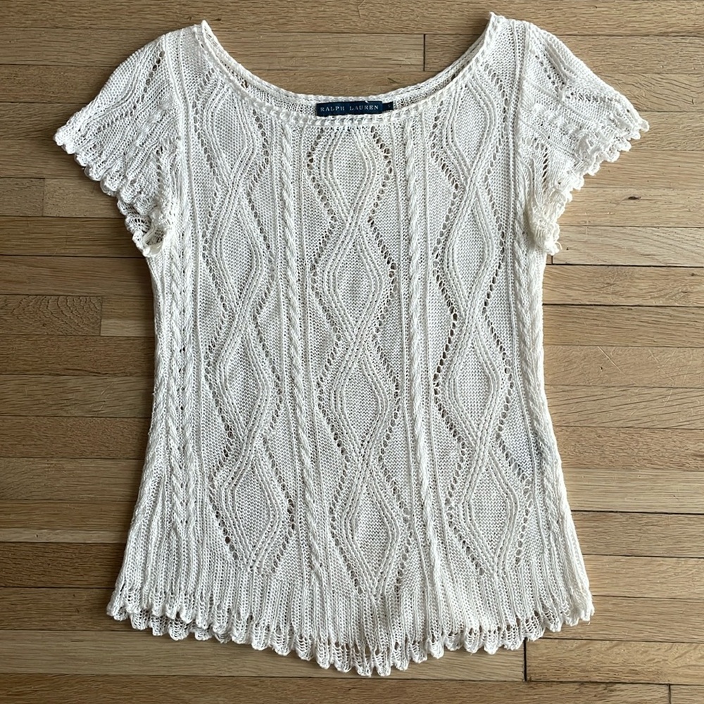 Ralph Lauren 100% Linen Short Sleeve Top. Size Small